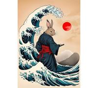 Impression sur Toile Retro Japanese Great Wave of Animals Capybara Koi Kraken Cartoon Poster Canvas Painting Wall Art Pictures Home Interior Decor 30X45Cm No Frame