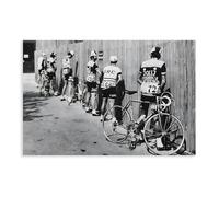 Impression sur toile rétro noir et blanc Tour de France Cyclisme Décoration de salle de bain Décoration murale pour salon, chambre à coucher 61 x 91,4 cm
