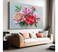 Impression sur toile sans Cadre Aquarelle Pivoine Plante Fleur imprimés sur toile Peinture d'art Tableau mural de grande taille Affiche moderne Salon Chambre Tableau Decor Murale 100 x 50cm