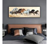 Impression sur toile sans cadre de six chevaux qui courent - Décoration murale élégante pour la maison