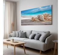 Impression sur toile sans Cadre Été Plage Coquillage imprimés sur toile Peinture d'art Tableau mural de grande taille Affiche moderne Salon Chambre Tableau Decor Murale 100 x 50cm