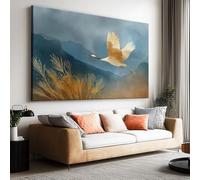 Impression sur toile sans Cadre Fantaisie paysage montagnes nuages oiseaux imprimés sur toile Peinture d'art Tableau mural de grande taille Affiche moderne Salon Chambre Tableau Murale 120 x 80cm