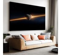 Impression sur toile sans Cadre Fantaisie univers planète cœur romantique imprimés sur toile Peinture d'art Tableau mural de grande taille Affiche moderne Salon Chambre Tableau Decor Murale 100 x 50cm
