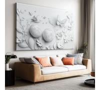 Impression sur toile sans Cadre Fleurs en relief 3D et papillons imprimés sur toile Peinture d'art Tableau mural de grande taille Affiche moderne Salon Chambre Tableau Decor Murale 100 x 50cm