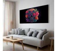Impression sur toile sans Cadre Jour des Morts Fleur Crâne imprimés sur toile Peinture d'art Tableau mural de grande taille Affiche moderne Salon Chambre Tableau Decor Murale 120 x 80cm