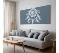 Impression sur toile sans Cadre Minimaliste Rêve Plume Attrape rêves imprimés sur toile Peinture d'art Tableau mural de grande taille Affiche moderne Salon Chambre Tableau Decor Murale 120 x 80cm