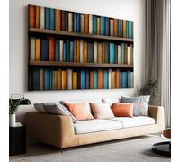 Impression sur toile sans Cadre Rétro bibliothèque étagères imprimés sur toile Peinture d'art Tableau mural de grande taille Affiche moderne Salon Chambre Tableau Decor Murale 70 x 50cm