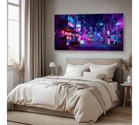 Impression Sur Toile Science Fiction Paysage Urbain Tableau Decoration Murale Salon 60x120 cm 1 Pièce Tableau Decoration Murale Néon Rue Peinture Sur Toile Chambre, Sans Cadre