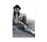 Impression sur toile signée à la main The One And Only Pop Singer Boy George - Décoration murale pour salon, chambre à coucher - 30 x 45 cm