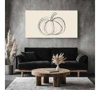 Impression sur Toile Simple Citrouille Cadre Decoration Murale pour Salon Moderne et Chambre Dessin Légume Grand Tableau Mural Croquis Esquisse Peintures pour Bureau Maison Décorations 70x140cm