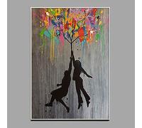 Impression sur Toile,Street Art Graffiti Réplique De Banksy Affiches Abstrait Aquarelle Peintures sur Toile Impression sur Toile Abstract Art Mural Les Images pour Salon Maison,40X60Cm sans Cadre