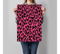 Impression sur Toile Style minimaliste moderne, Tableau Affiche Décoration Murale à Imprimé léopard noir, Tableau Décoratif Rose, Art Mural pour Salon Chambre Couloir, 90x60cm, Sans Cadre