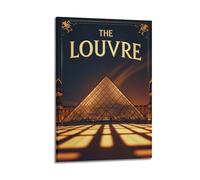 Impression sur toile sur toile motif pyramide du Louvre de Paris rétro - Décoration murale moderne pour chambre à coucher - 40 x 60 cm
