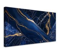 impression sur toile tableau décoratif taille moyenne Abstraction de marbre bleu-or 100x50 cm