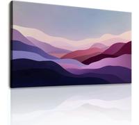 Impression sur Toile Tableau Decoration Murale 120x50 cm, Ombré Abstrait Montagne Affiche Decoration Murale Sans Cadre, Decoratifs Muraux Minimaliste Paysage Rose-Violet Salon Chambre Cuisine