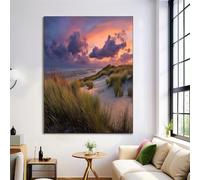 Impression Sur Toile, Tableau Decoration Murale Salon Dunes Des Prairies, Paysage Naturel Impression Sur Toile, Pour Chambre Salon Peinture Tableau Pour Art Déco Murale (Tan)