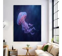 Impression Sur Toile, Tableau Decoration Murale Salon Méduse Rose Flottante, Illustration De Science-Fiction Impression Sur Toile, Pour Chambre Salon Peinture Tableau Pour Art Déco Murale (Rose)