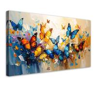 Impression sur Toile Tableaux Decoratifs Muraux Papillons colorés Decoration Salon Tableau toile pour le mur 50x100cm DIY Cadre