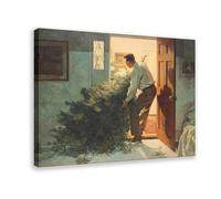Impression sur toile « Take The Christmas Tree » - Décoration murale pour salon, chambre à coucher - 50 x 75 cm