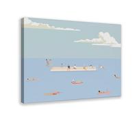 Impression sur toile The Art of Little People Swimming in The Lake - Décoration murale pour salon, chambre à coucher - 50 x 75 cm