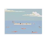 Impression sur toile The Art of Little People Swimming in The Lake - Décoration murale pour salon, chambre à coucher - 40 x 60 cm