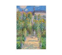 Impression sur toile The Artist's Garden At Vetheuil par Claude Monet - Art mural moderne pour chambre à coucher - Sans cadre - 30 x 45 cm