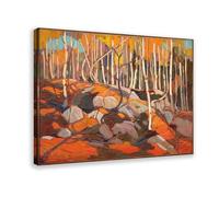 Impression sur toile The Birch Grove - Tom Thomson - Décoration murale pour chambre à coucher, bureau, cadre cadeau - 60 x 90 cm