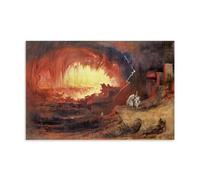 Impression sur toile « The Destruction of Sodome and Gomorrhe » par John Martin - Décoration murale représentant une catastrophe biblique avec lave et foudre - Décoration murale pour chambre à coucher