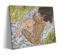 Impression sur toile The Embrace By Egon Schiele Peintre - Peinture murale moderne - Idée cadeau - 40 x 60 cm