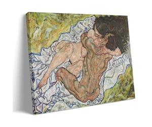 Impression sur toile The Embrace By Egon Schiele Peintre - Peinture murale moderne - Idée cadeau - 40 x 60 cm