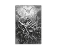 Impression sur toile « The Fall of The Rebel Angels » de Gustave Dore - Décoration murale artistique artistique avec musique et cinéma - Pour salon, chambre à coucher - 60 x 90 cm - Style sans cadre