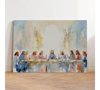 Impression sur toile « The Last Cène » - Peinture chrétienne de l'Eucharistie - Verset de la Bible - Décoration murale pour salon, chambre à coucher, Pâques (20)