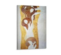 Impression sur toile « The Longing for Happiness Finds Repose in Poetry » de Gustav Klimt - Art mural à suspendre - Décoration d'intérieur - 50 x 75 cm