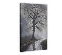 Impression sur toile « The Path Through The Forest of Melancholy Mists » - Décoration murale pour salon, chambre à coucher - 40 x 60 cm