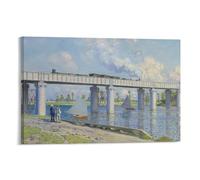 Impression sur toile « The Railway Bridge at Argenteuil » de Claude Monet - Décoration murale d'intérieur - 30 x 45 cm
