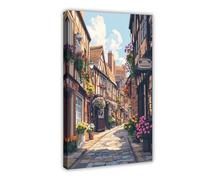 Impression sur toile The Shambles in York, scène de rue médiévale 60 x 90 cm
