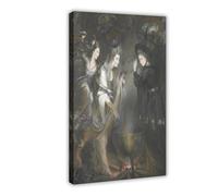 Impression sur toile The Three Witches - Macbeth (William Shakespeare) par Daniel Gardner - Décoration murale pour chambre à coucher, bureau, chambre, cadre cadeau - 40 x 60 cm