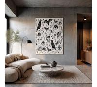 Impression Sur Toile Thème Gothique D'Halloween Tableau Decoration Murale Sans Cadre Beige Peinture Sur Toile Crânes Corbeaux Chauves-Souris Affiche Murale Moderne Decor Salon Chambre 70X100Cm