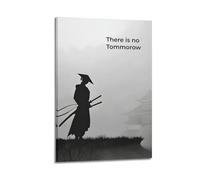 Impression sur toile « There Is No Tomorrow » - Thème samouraï - Poster de motivation - Impression sur toile - Décoration murale moderne pour chambre à coucher