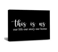Impression sur toile « This Is Us Our Life Our Story Our Home » - Œuvre d'art - Citations de la Bible - Décoration murale prête à être accrochée pour salon, salle de bain, chambre à coucher, bureau,
