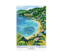 Impression sur toile Trinité-et-Tobago Tropical Bay - Décoration de chambre à coucher, bureau, chambre - Cadeau 30 x 45 cm