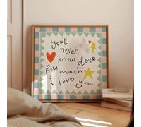 Impression sur toile « Tu ne sauras jamais, ma chère, combien je t'aime », art abstrait moderne, décoration murale pour chambre à coucher (60 x 60 cm, sans cadre)
