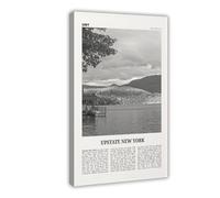 Impression sur toile « Upstate New York » noir et blanc, paysage urbain des États-Unis, décoration murale esthétique pour chambre, bureau, 50 x 75 cm