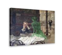Impression sur toile Viktor Oliva - Le buveur d'absinthe - Décoration murale pour chambre à coucher, bureau, chambre à coucher, bureau, cadre cadeau - 30 x 45 cm