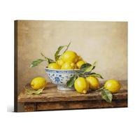 Impression sur toile vintage citrons, nature morte, œuvre d'art pour maison, ferme, cuisine, salle à manger, 20,3 x 25,4 cm encadrée