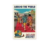 Impression sur toile vintage Daft Punk Around The World - Décoration murale pour salon, chambre à coucher - 30 x 45 cm - Sans cadre :