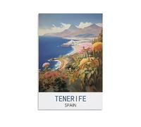 Impression sur toile vintage de Ténérife en Espagne, décoration murale moderne pour chambre à coucher (20 x 30 cm)