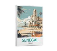 Impression sur toile vintage du Sénégal Dakar pour salon, chambre à coucher, dortoir, maison, bureau - 30 x 45 cm
