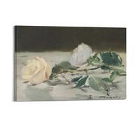 Impression sur toile vintage Edouard Manet Works (deux roses sur une nappe) - Décoration murale - 40 x 60 cm