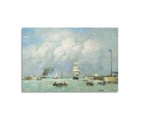 Impression sur toile vintage Eugene Boudin, Le Havre, Entrée du port, affiche d'art mural sur toile pour décoration de salon, chambre à coucher, 20 x 30 cm, sans cadre